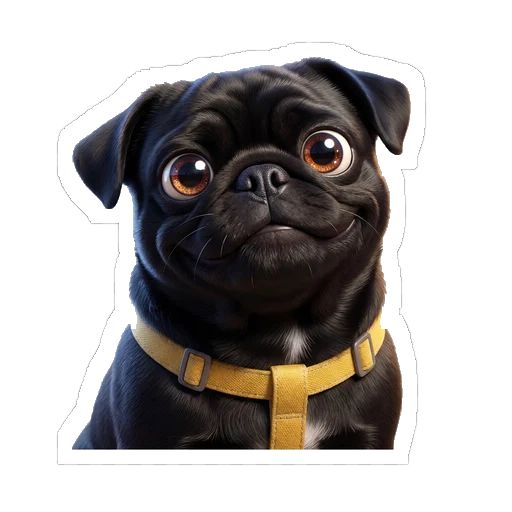 Happy pet sticker in 3D Animation style
